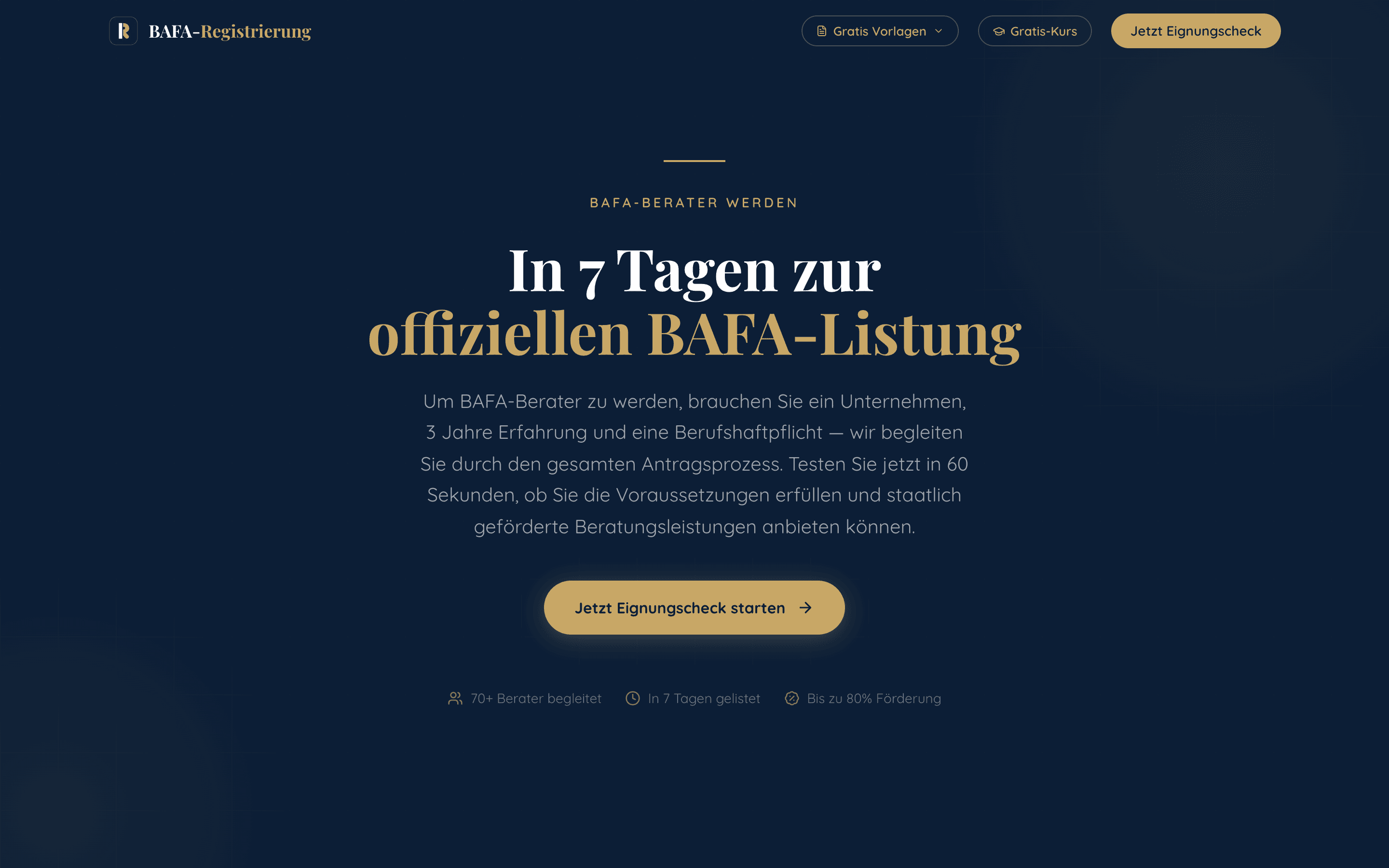 BAFA-Registrierung, Screenshot